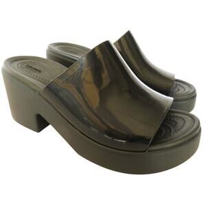 New CROCS Brooklyn Black High Shine Platform Sandals Adult Women Sz 8
